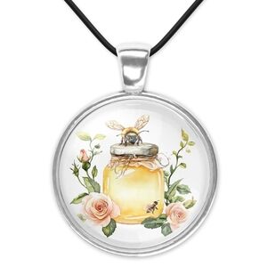 Floral Bee Pendant Necklace